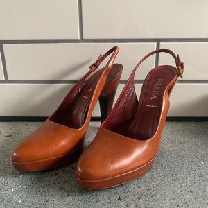 Cognac Leather Prada Heels